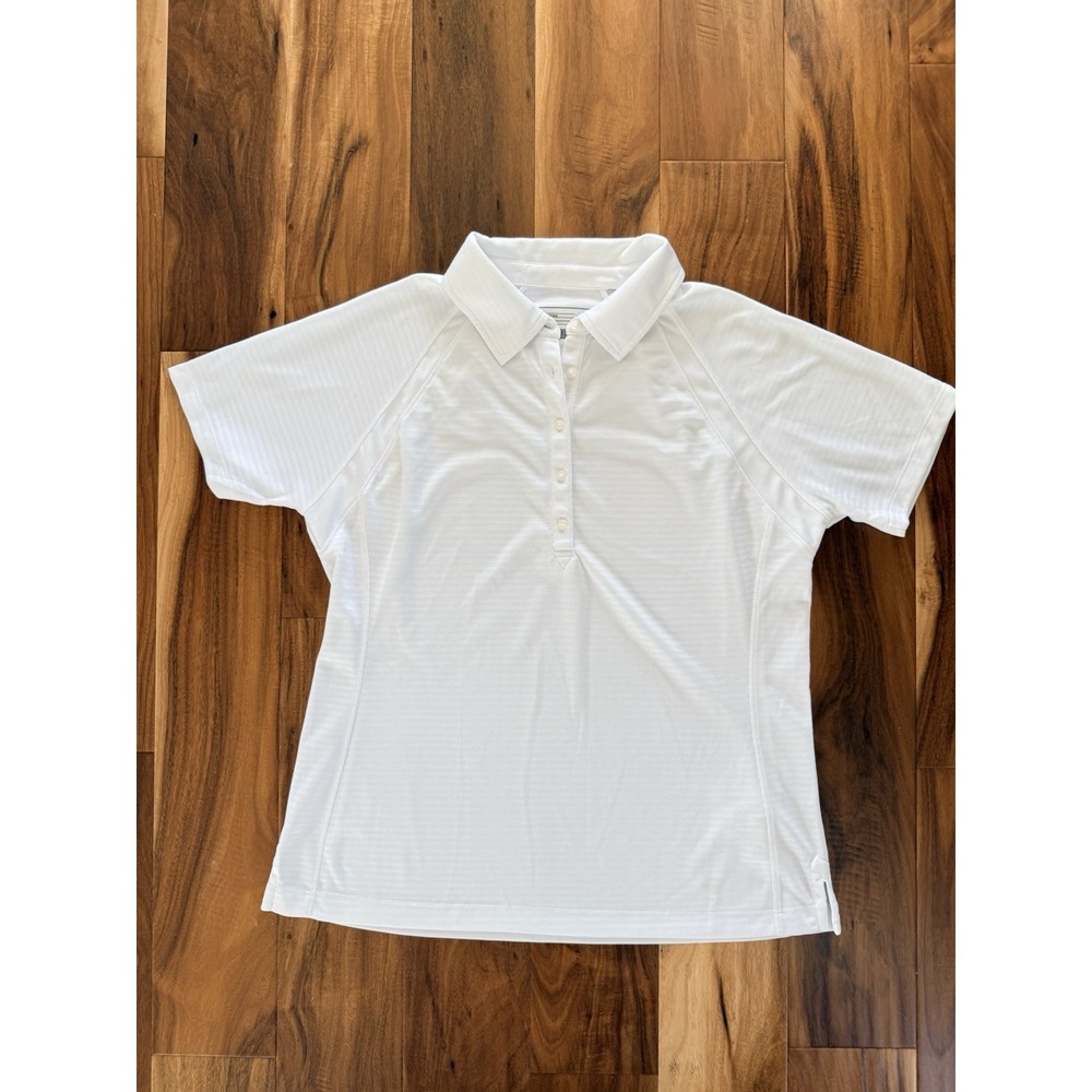 Cutter & Buck Womens Size L White Stretch Short Sleeve Polo Top